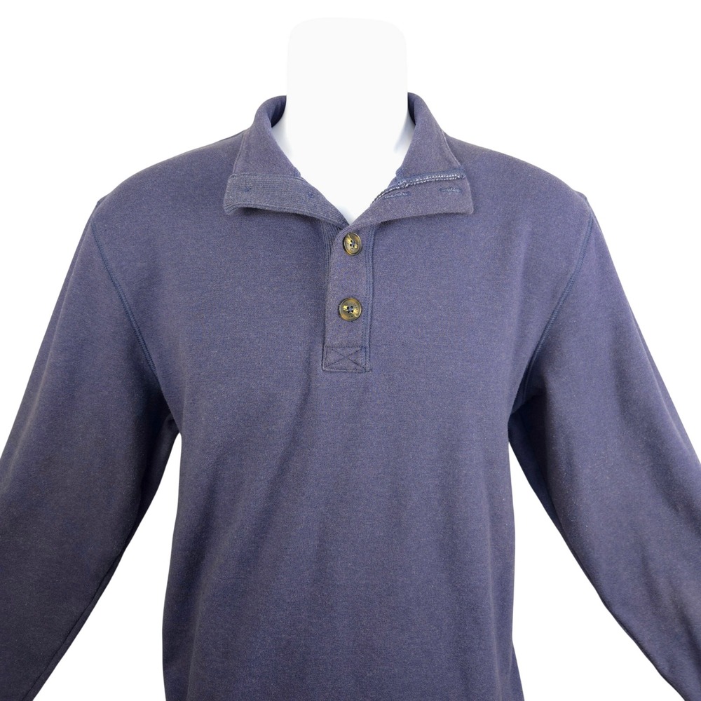 The Normal Brand Mens Blue 1/4 Button Mock Neck‎ Sweatshirt Size Medium